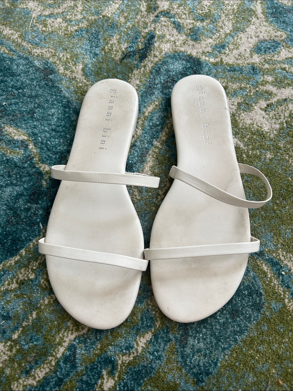 Gianni Bini White Minimal Double-Strap Slide Sandals